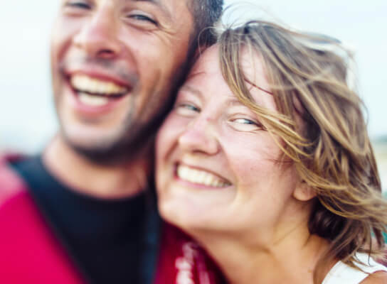 Couple smiling